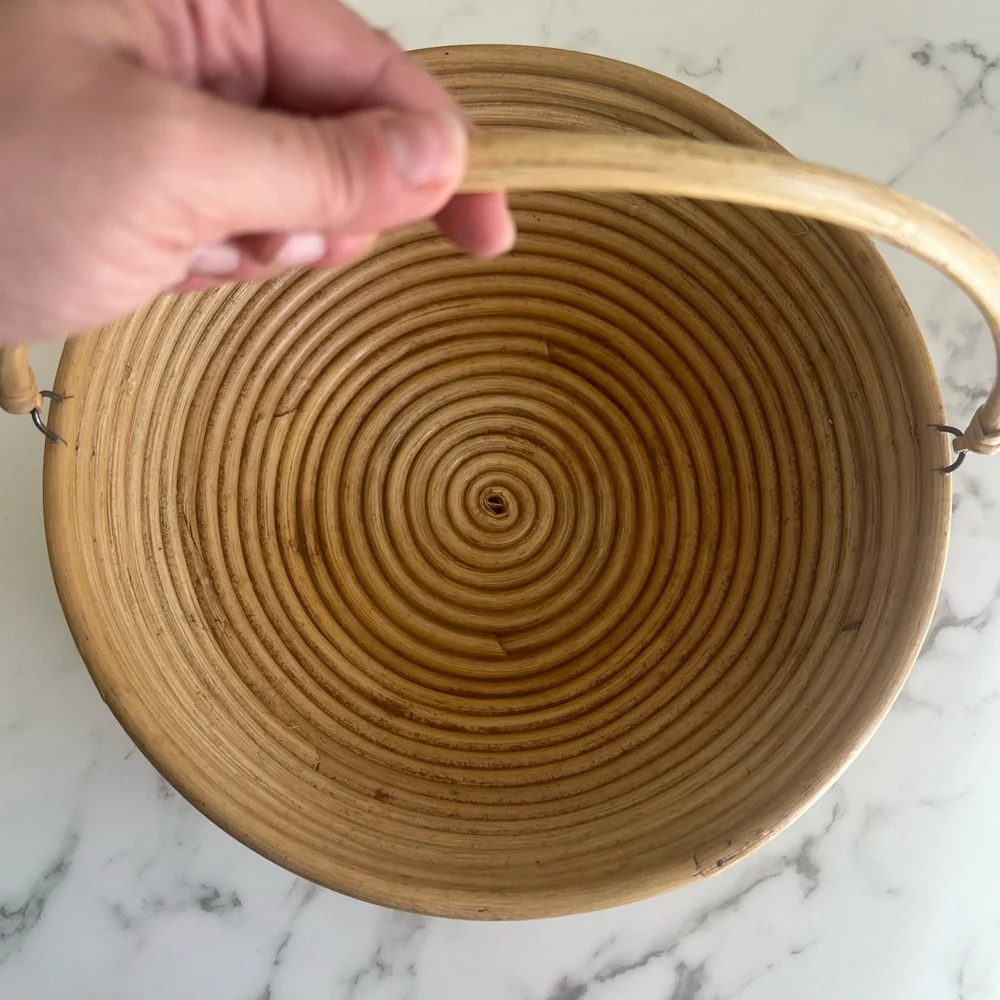Pencil Reed Rattan Bowl With Handle - Picture 4 of 7